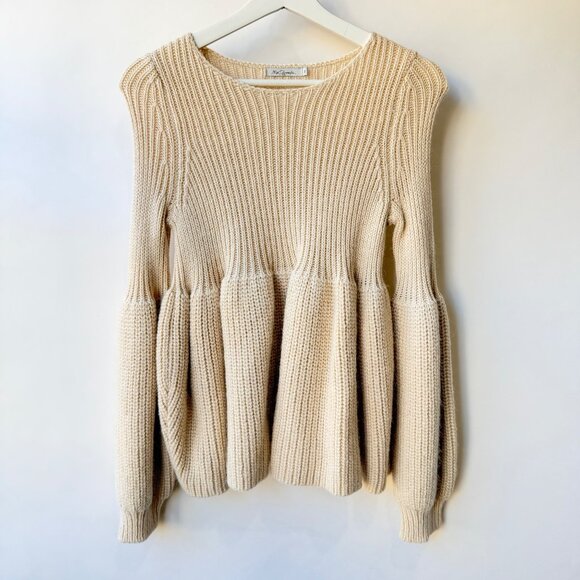 Mes Demoiselles Alpaca Blend Peplum Sweater Women’s Size 2 , Cream F49 - Picture 2 of 8